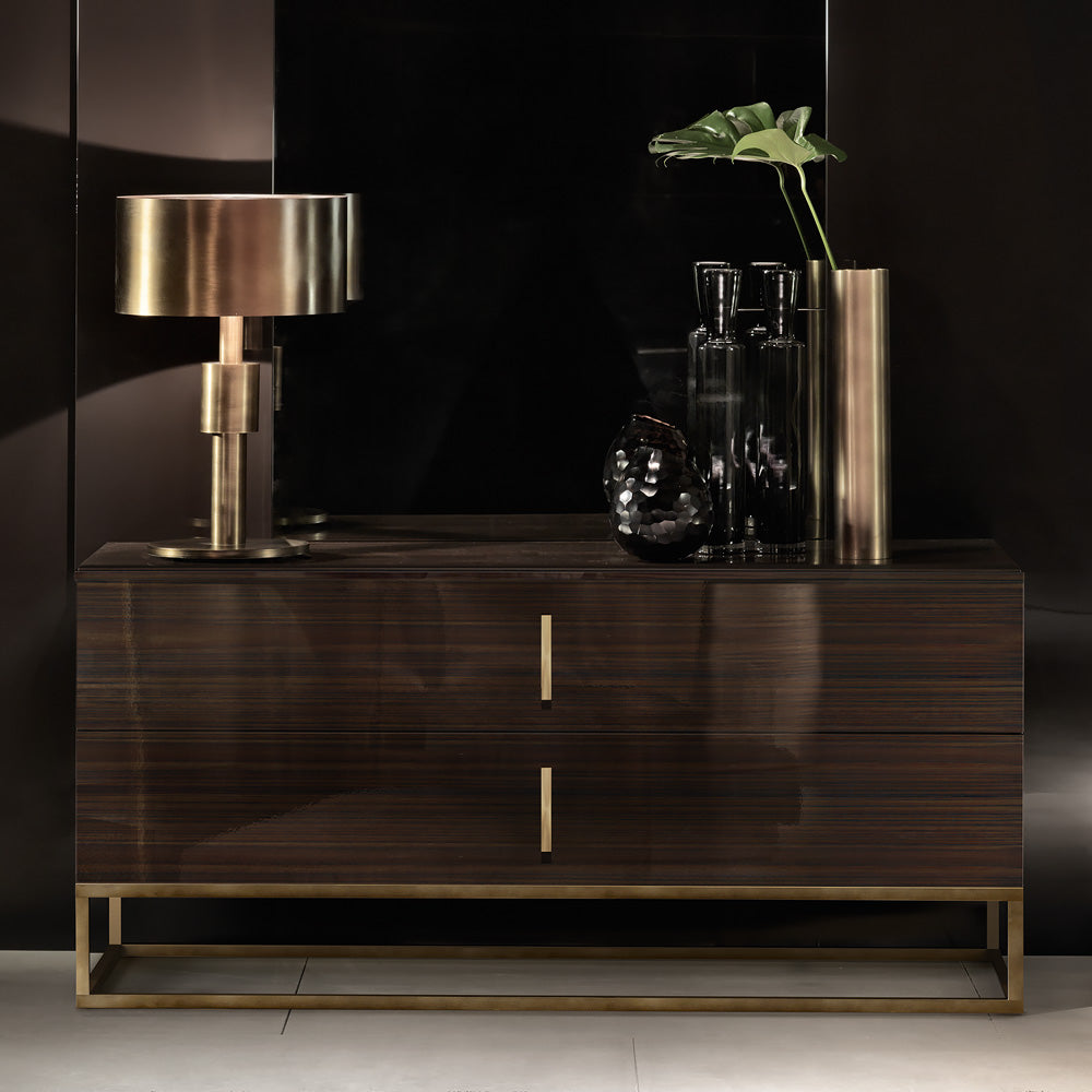 Contemporary Walnut Veneered Designer Italian Chest Of Drawers