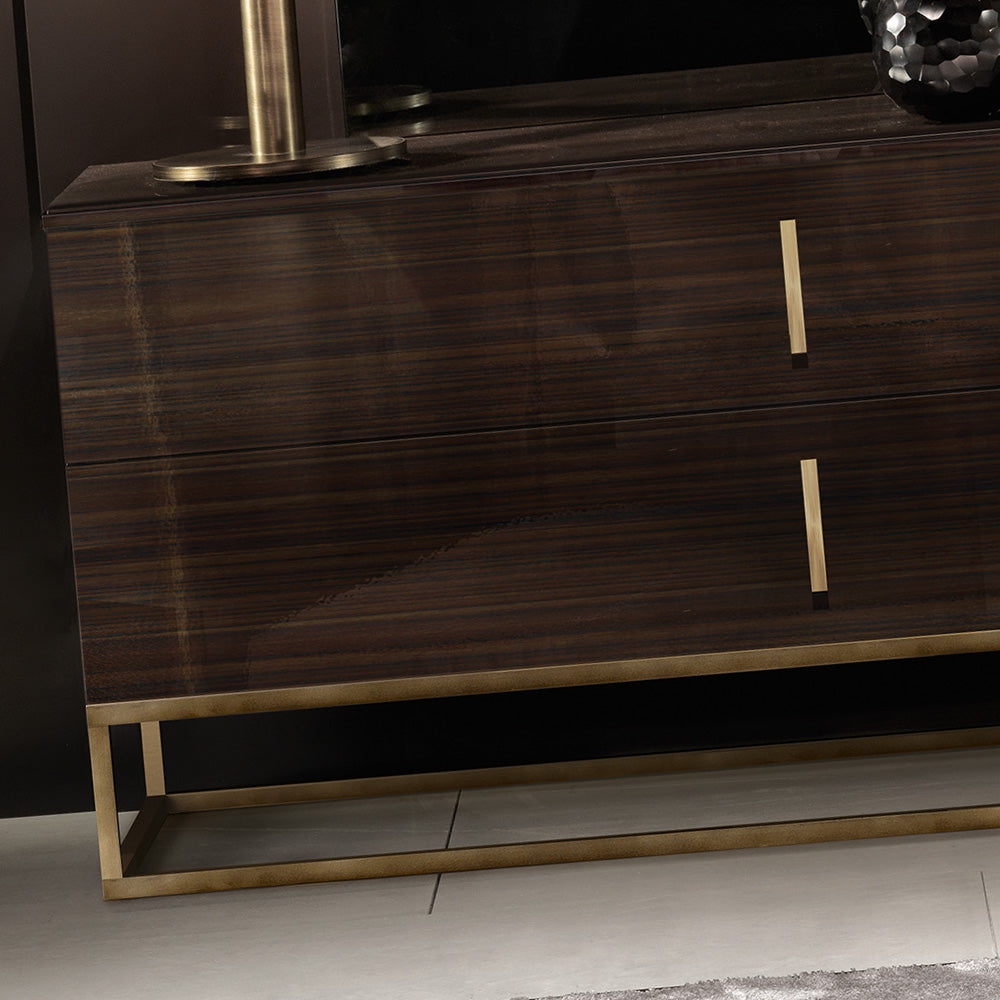 Contemporary Walnut Veneered Designer Italian Chest Of Drawers