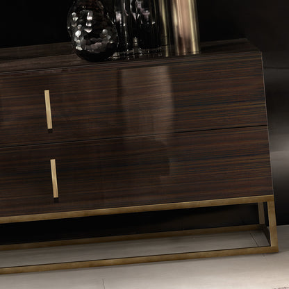 Contemporary Walnut Veneered Designer Italian Chest Of Drawers