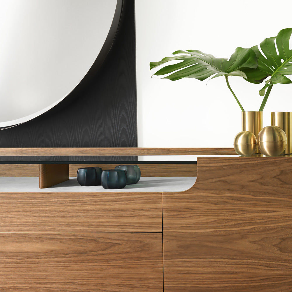 Contemporary Walnut Wooden Sideboard