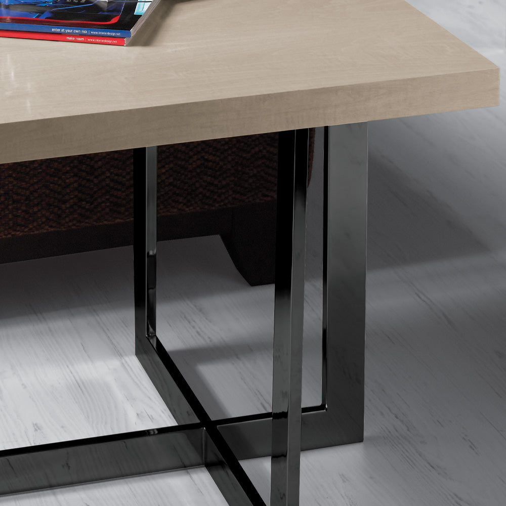 Contemporary Wooden End Table With Black Base