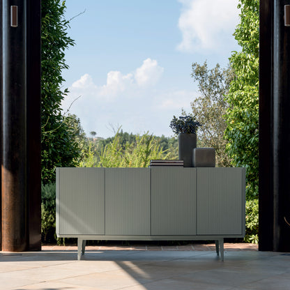 Lacquered Sideboard With Ribbed Detailing