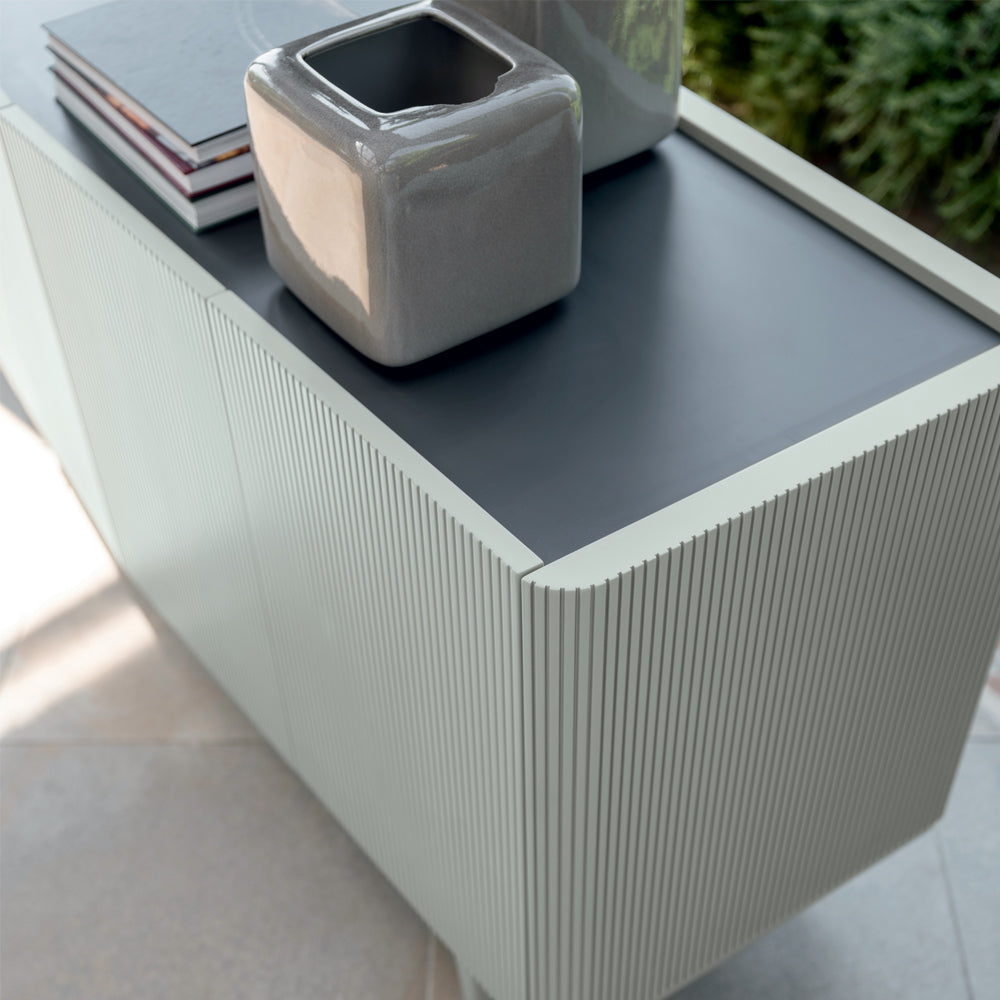 Lacquered Sideboard With Ribbed Detailing