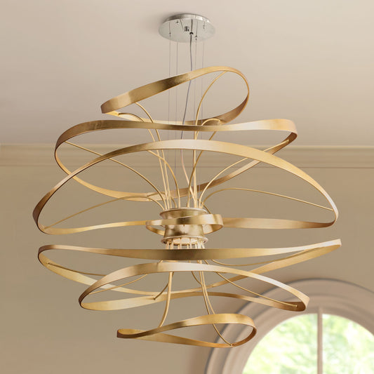 Corbett Calligraphy 42" Wide Gold Leaf LED Pendant Light