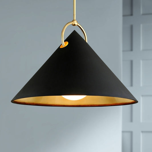 Corbett Charm 38" Wide Black and Gold Leaf Pendant Light