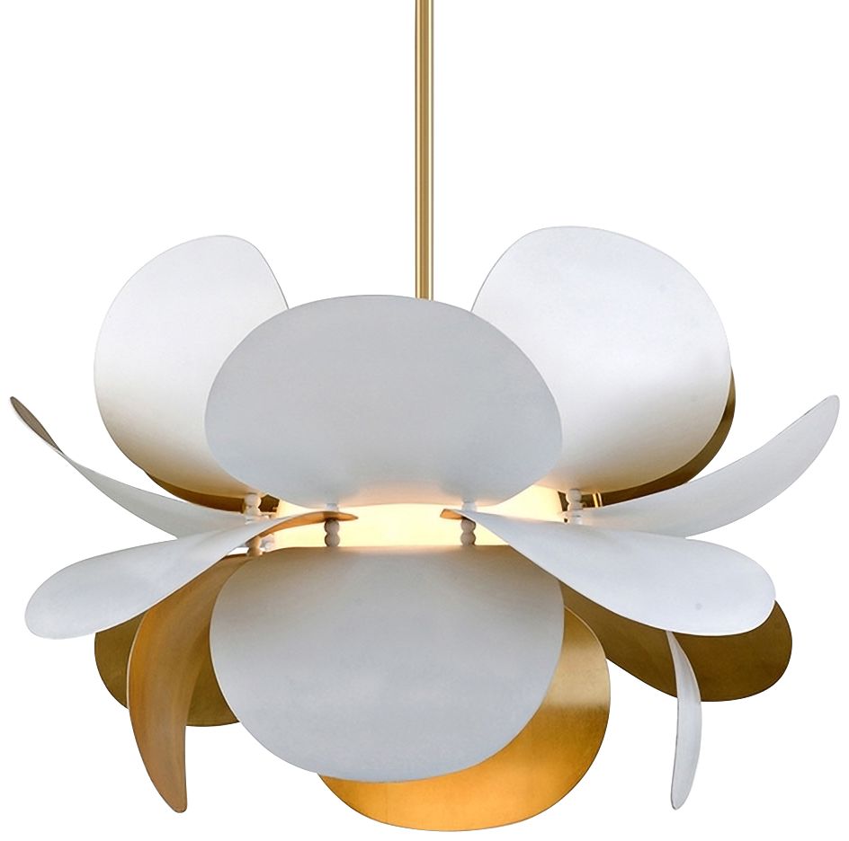 Corbett Ginger 34" Wide White and Gold Leaf Pendant Light