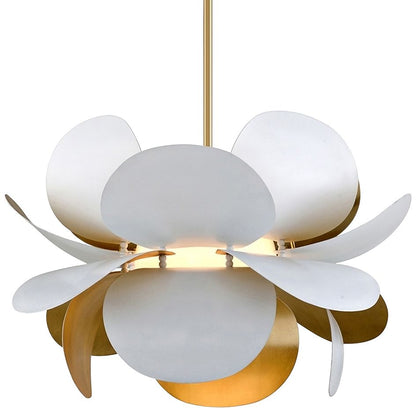 Corbett Ginger 34" Wide White and Gold Leaf Pendant Light