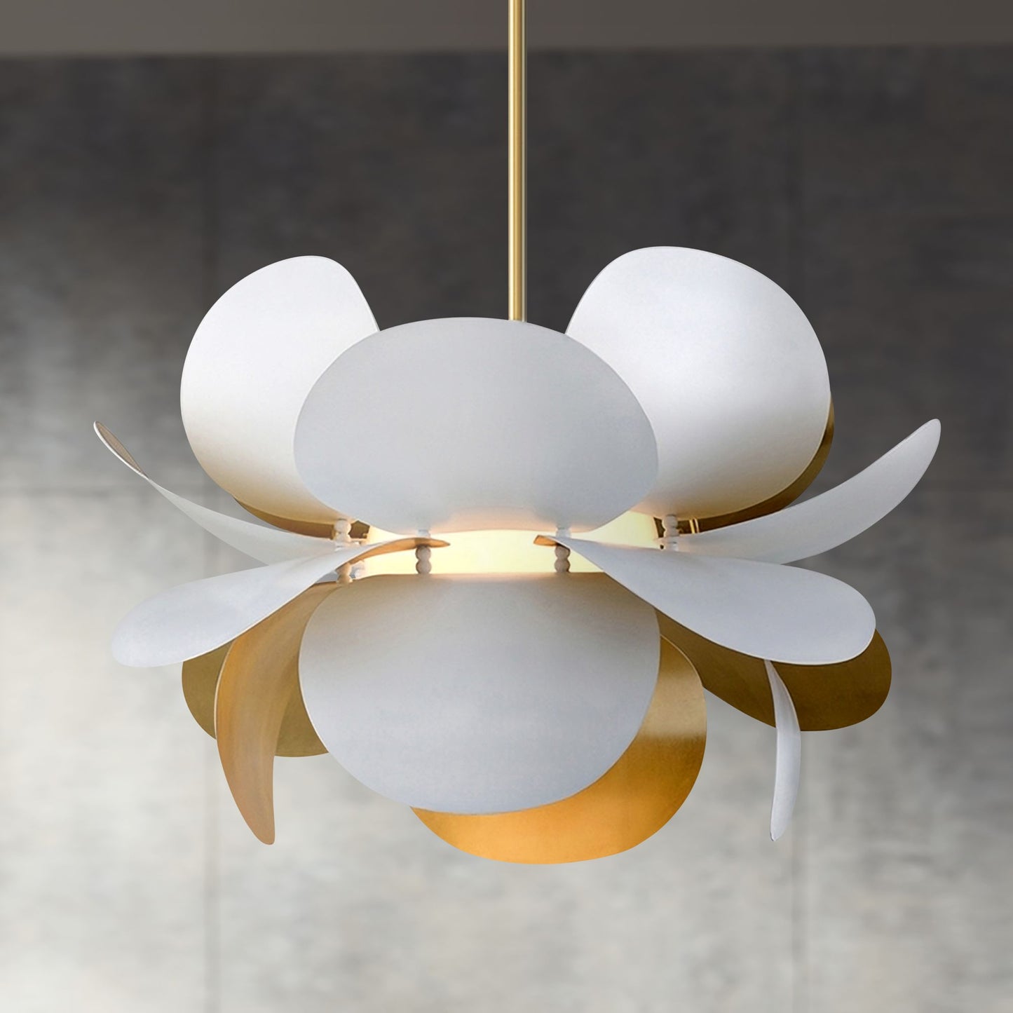 Corbett Ginger 34" Wide White and Gold Leaf Pendant Light