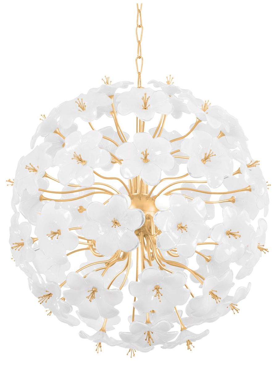 Corbett Hygea 33"W Gold Leaf and White Glass Pendant Light