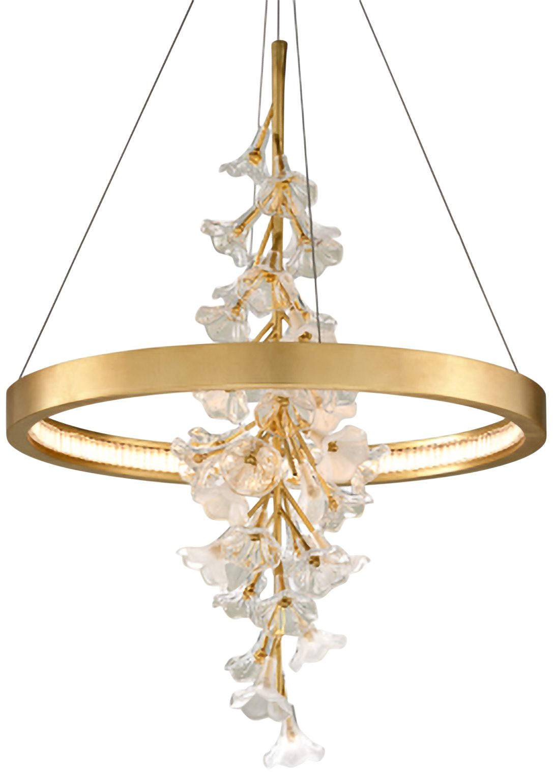 Corbett Jasmine 28" Wide Gold Leaf LED Floral Pendant Light