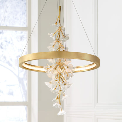 Corbett Jasmine 28" Wide Gold Leaf LED Floral Pendant Light