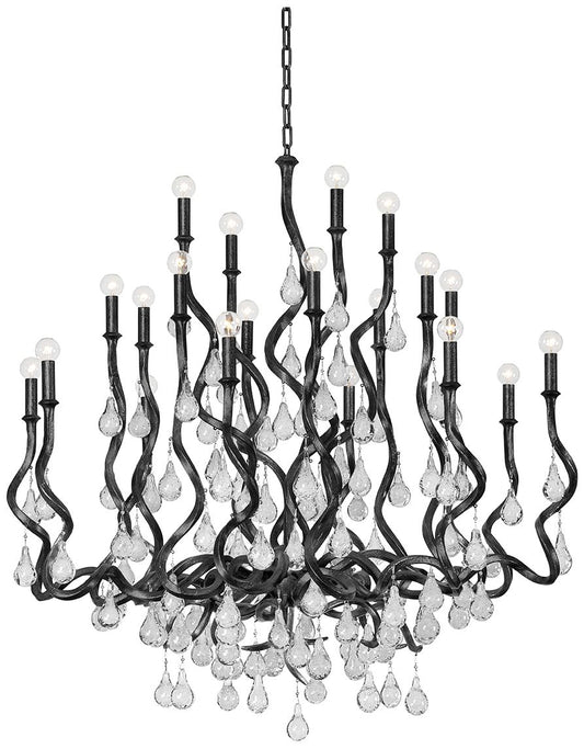 Corbett Lighting Aveline 48 In. Chandelier Black Silver Leaf