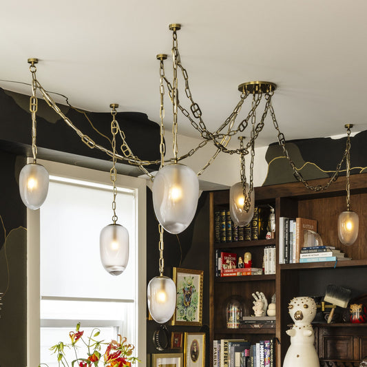 Corbett Lighting  Daith 61.25" 6 Lt. Vintage Brass Chandelier