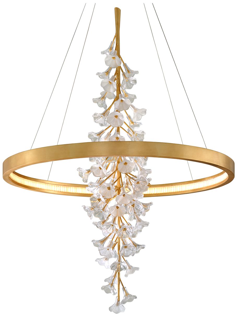 Corbett Lighting Jasmine 36" Wide LED Gold Leaf Flower Ring Chandelier