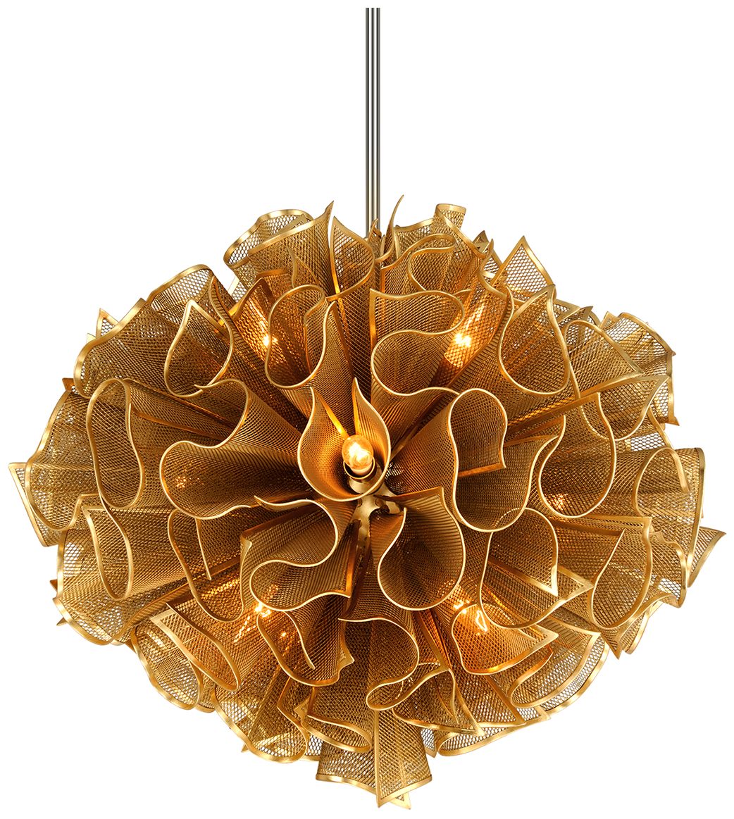 Corbett Lighting Pulse 30.5 Inch 12 LIght Pendant Gold Leaf