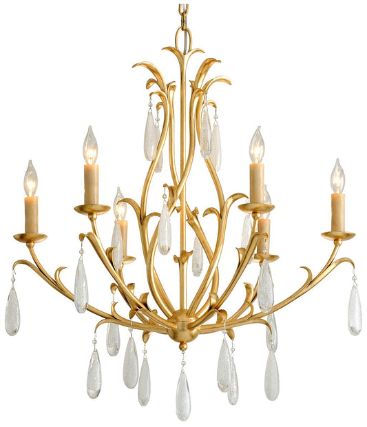 Corbett Prosecco 30" Wide Gold Leaf 6-Light Chandelier