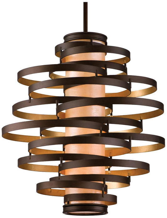 Corbett Vertigo 30" Wide Bronze and Gold Leaf Chandelier
