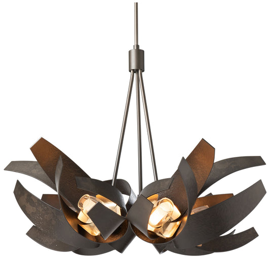 Corona Pendant - Smoke - Brass Accents - Clear Glass - Standard Height