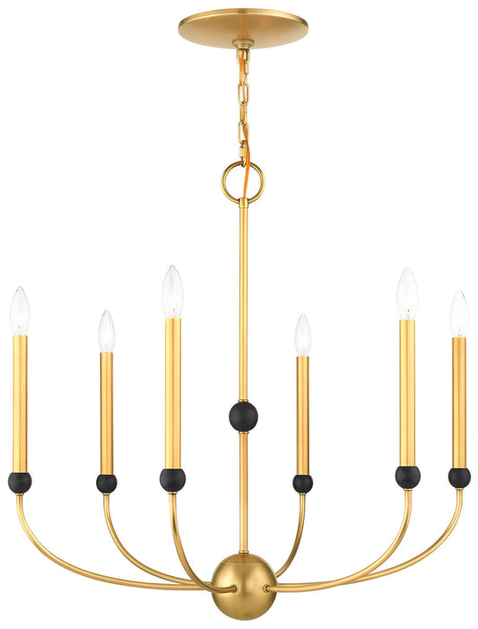 Cortland 6 Light Natural Brass Chandelier