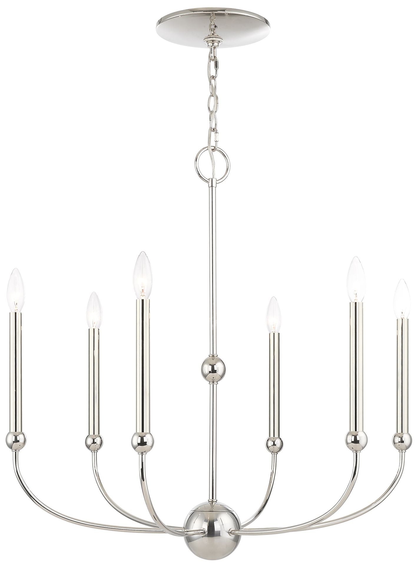 Cortland 6 Light Polished Nickel Chandelier