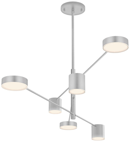 Counterpoint 45"W Bright Satin Aluminum 6-Light LED Pendant