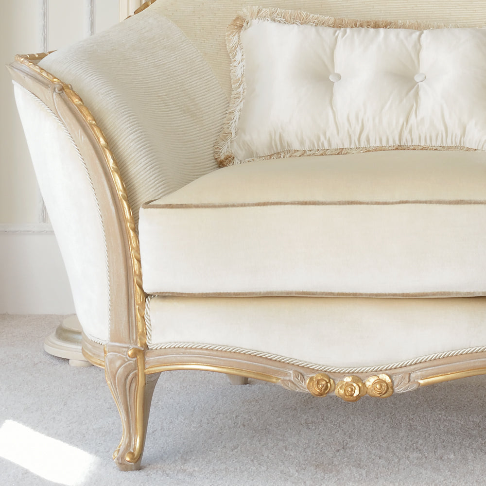 Cream And Gold Reproduction Louis Armchair