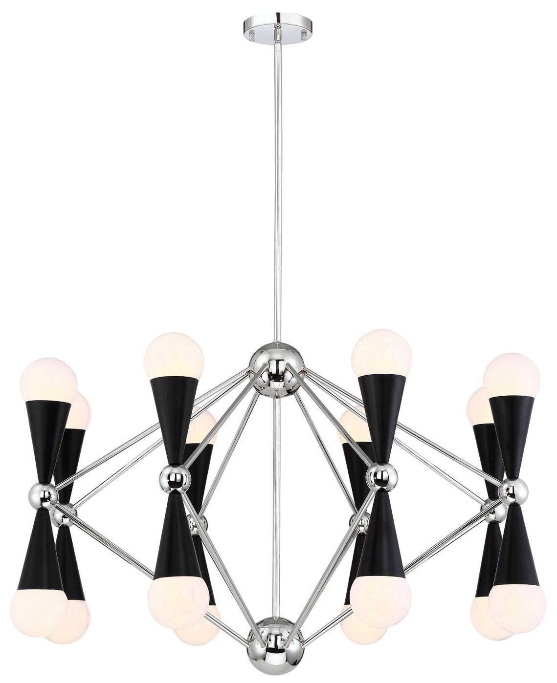 Crosby 16-Lt 36 In Geometric Prism Polished Nickel Matte Black Chandelier