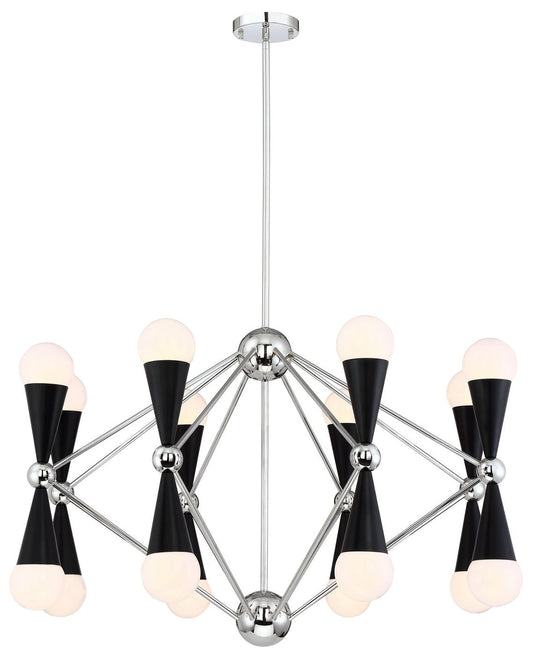 Crosby 16-Lt 36 In Geometric Prism Polished Nickel Matte Black Chandelier