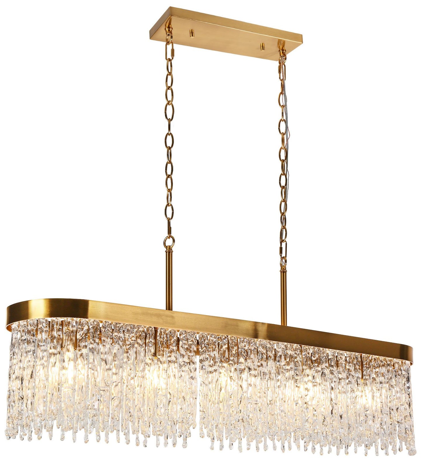 Crysdroa 5-Light Gold Glass Island Chandelier