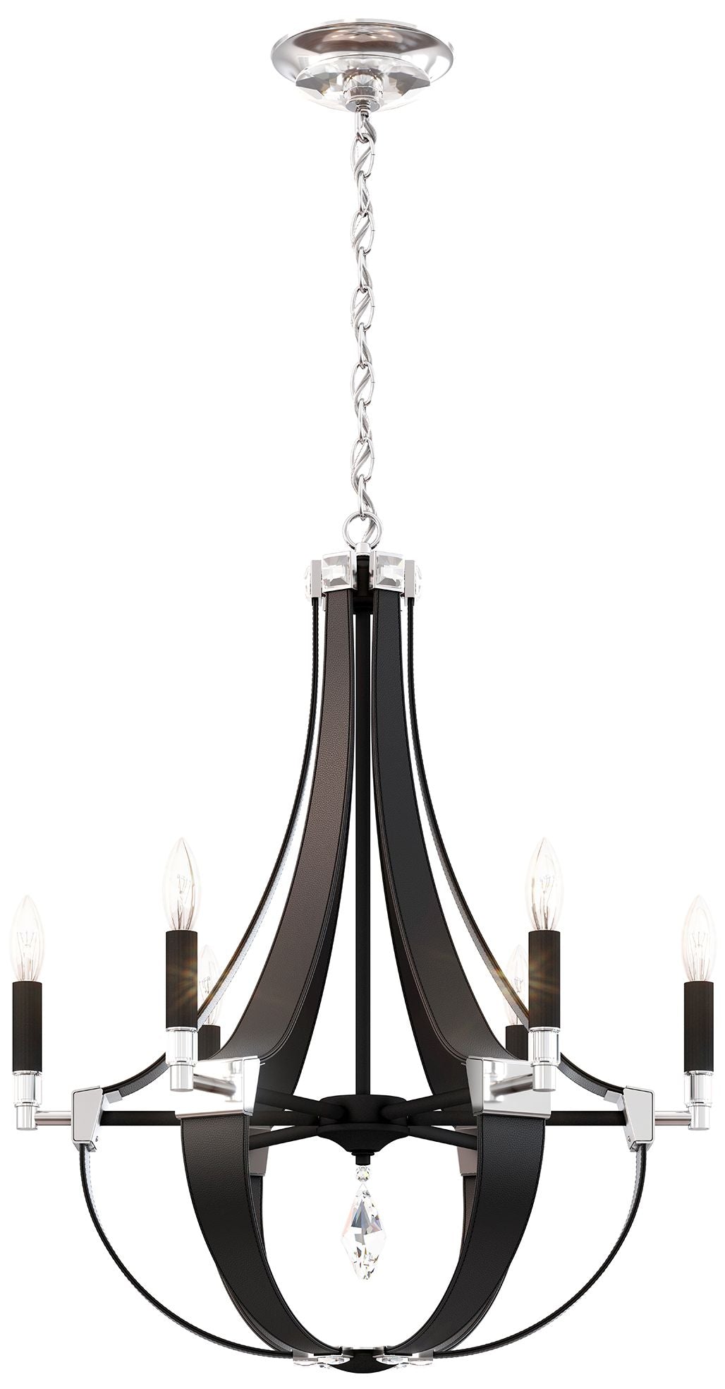 Crystal Empire 29.5"H x 24"W 6-Light Chandelier in Black