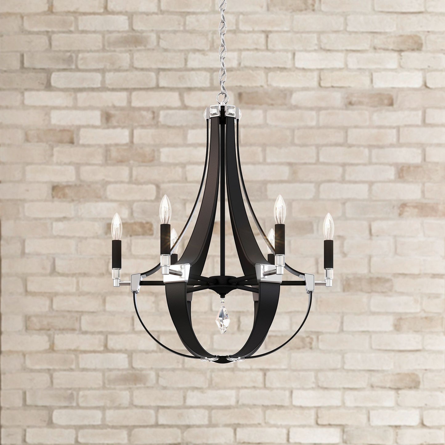 Crystal Empire 29.5"H x 24"W 6-Light Chandelier in Black