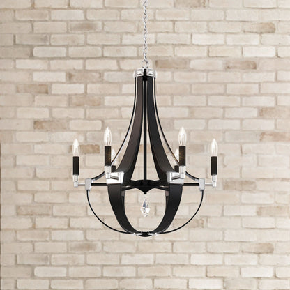 Crystal Empire 29.5"H x 24"W 6-Light Chandelier in Black