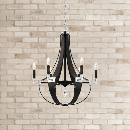 Crystal Empire 29.5"H x 24"W 6-Light Chandelier in Black