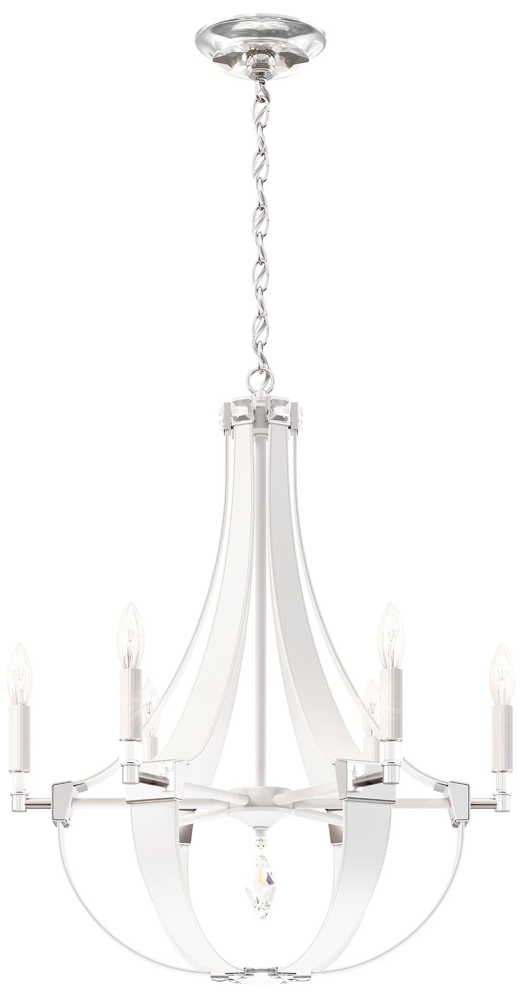 Crystal Empire 29.5"H x 24"W 6-Light Chandelier in White