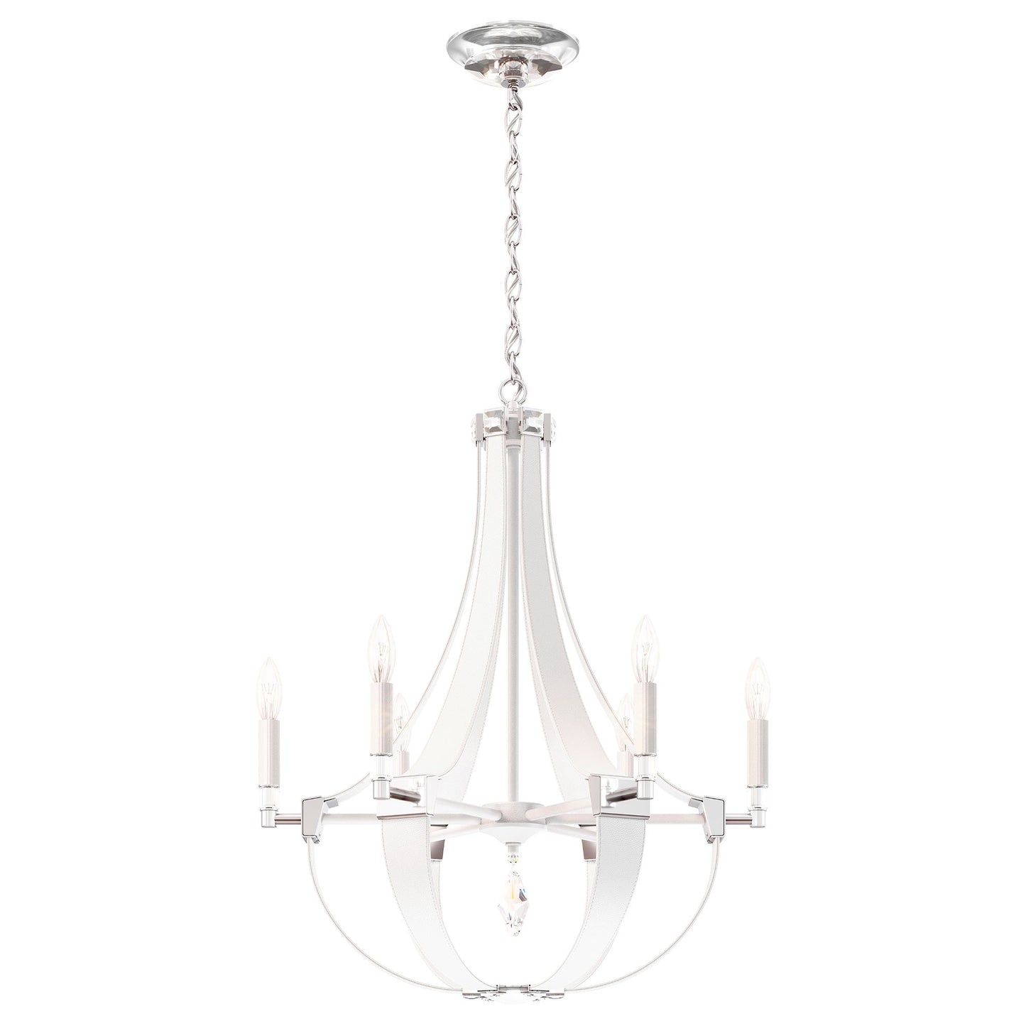 Crystal Empire 29.5"H x 24"W 6-Light Chandelier in White
