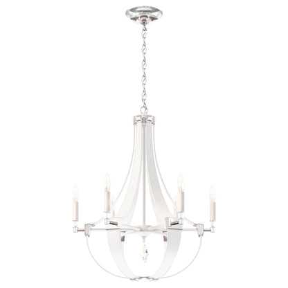 Crystal Empire 29.5"H x 24"W 6-Light Chandelier in White