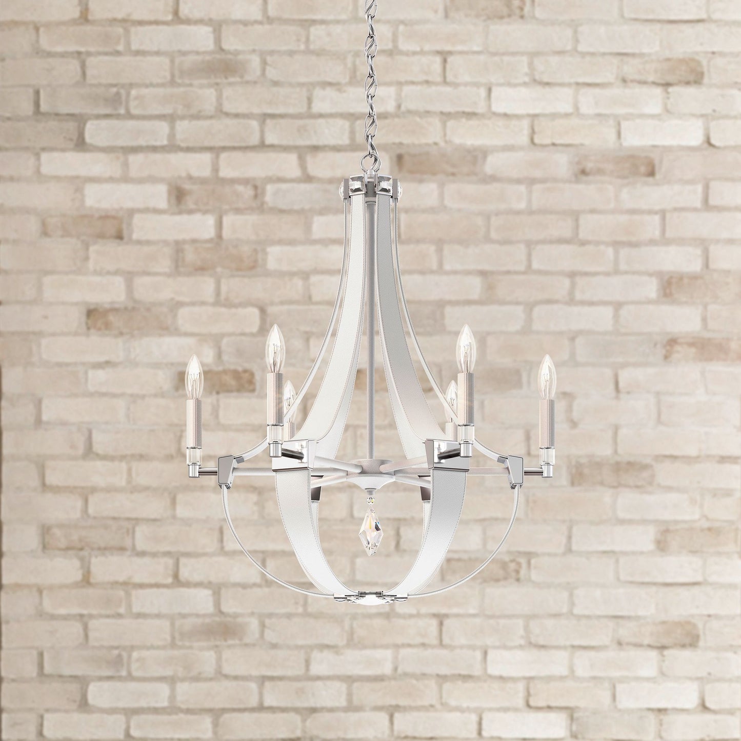 Crystal Empire 29.5"H x 24"W 6-Light Chandelier in White