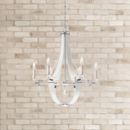 Crystal Empire 29.5"H x 24"W 6-Light Chandelier in White