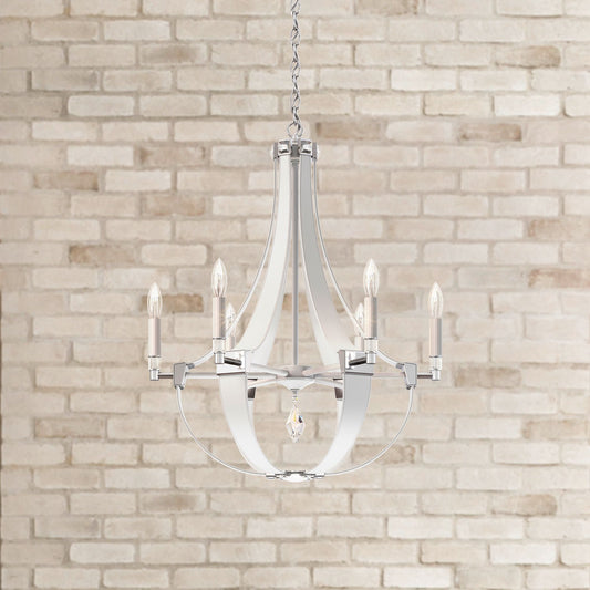 Crystal Empire 29.5"H x 24"W 6-Light Chandelier in White