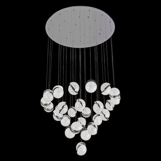 Crystal Ice 34" Wide Round Crystal LED Multi Light Pendant