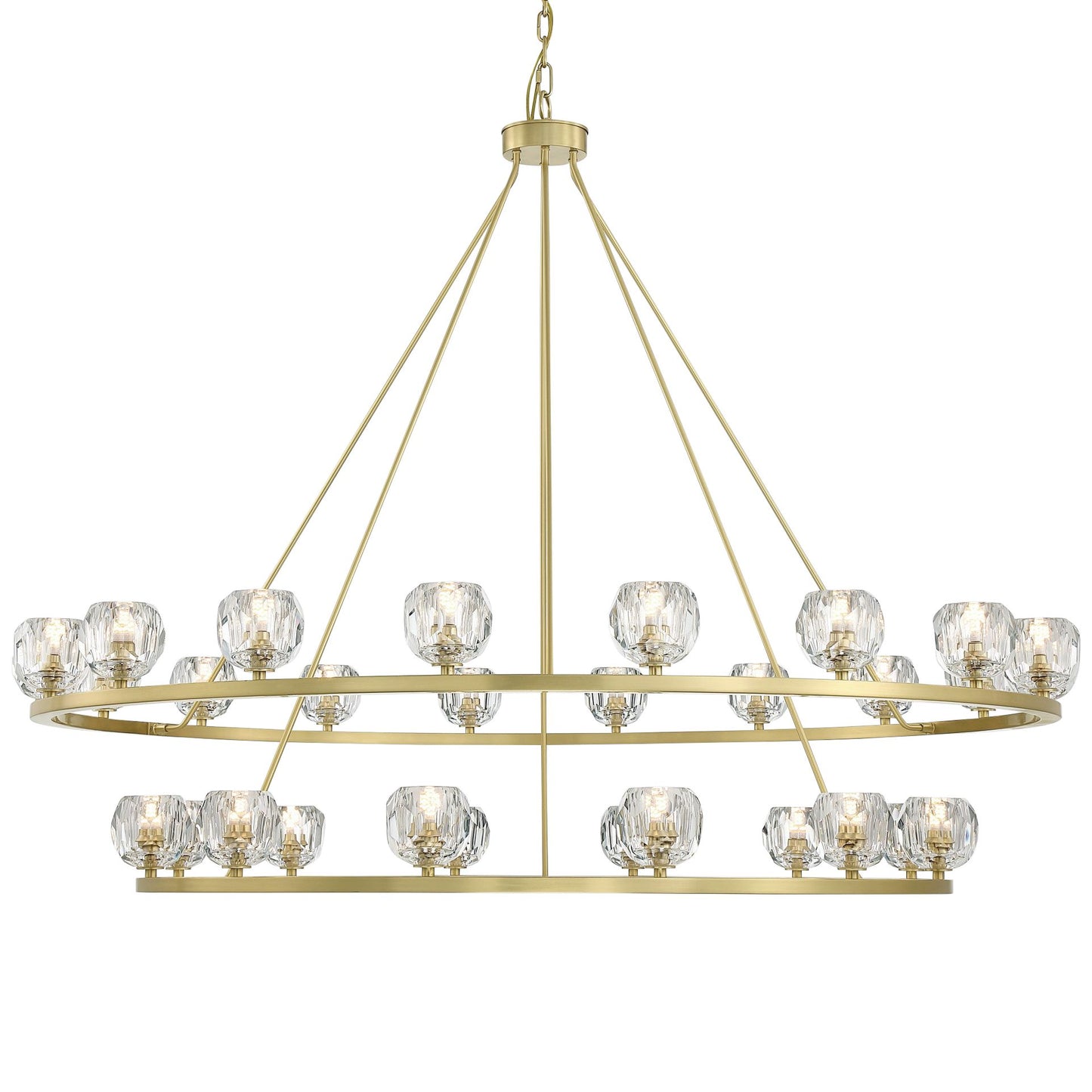 Crystorama Aragon 60"W Soft Brass 30-Light LED Chandelier