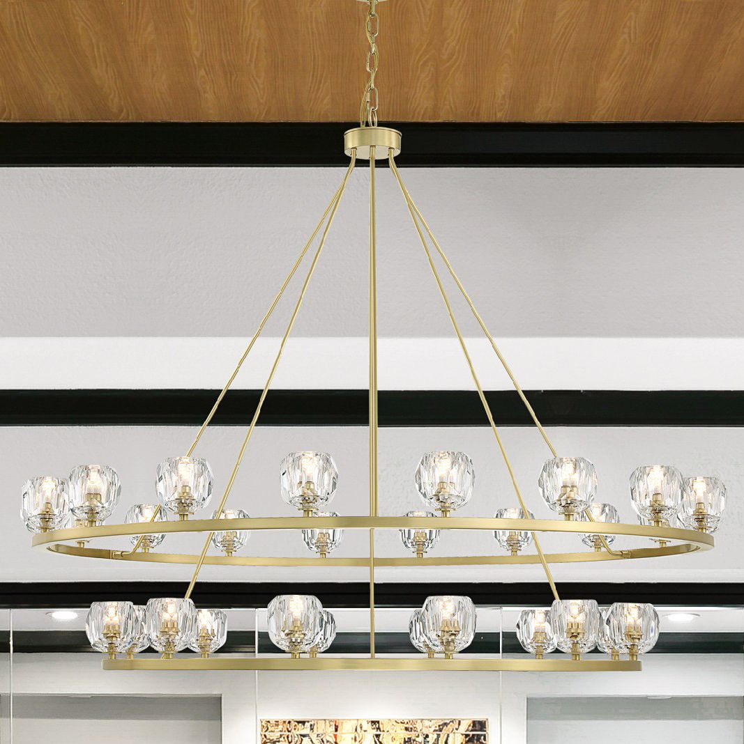 Crystorama Aragon 60"W Soft Brass 30-Light LED Chandelier