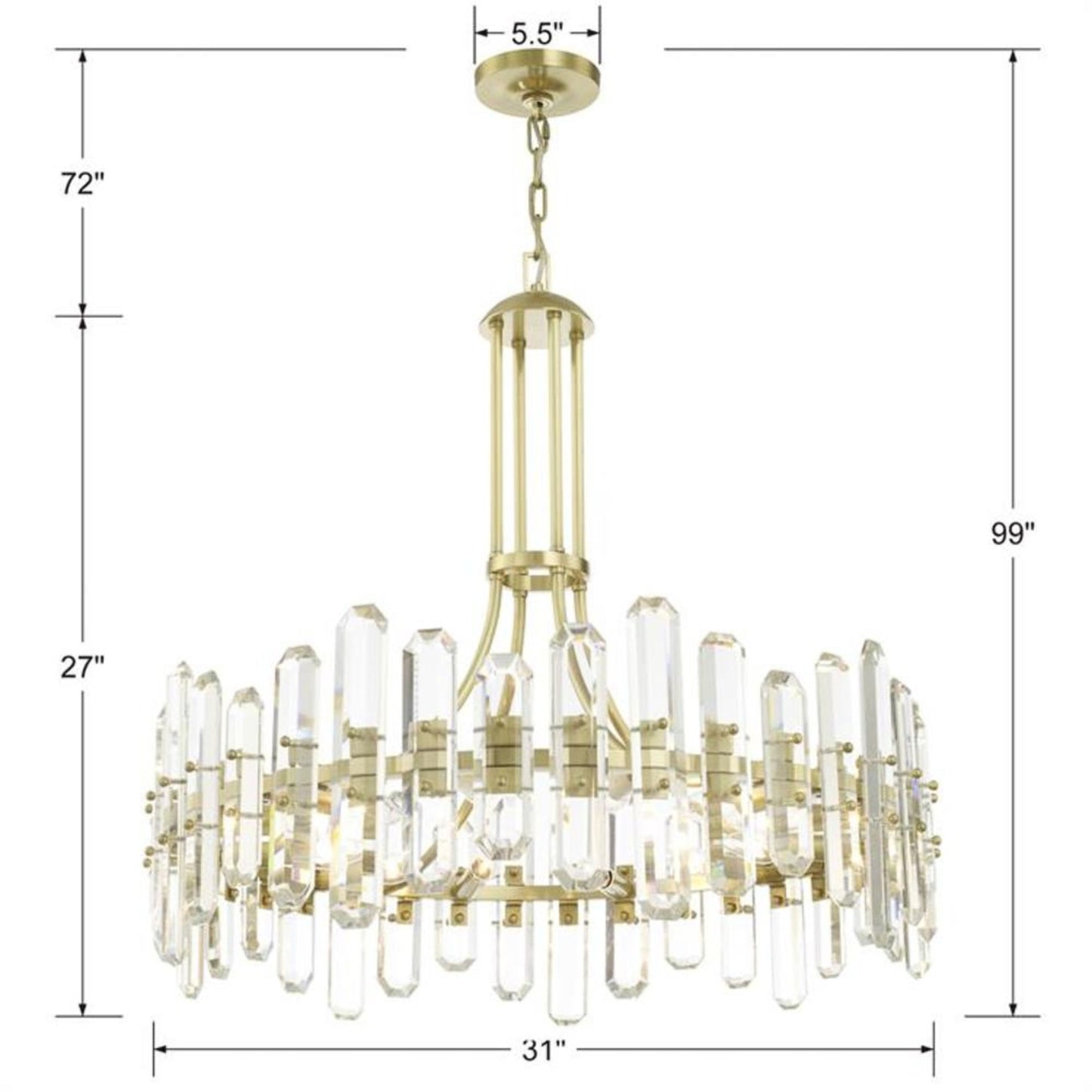 Crystorama Bolton 31"W Aged Brass 12-Light Crystal Chandelier