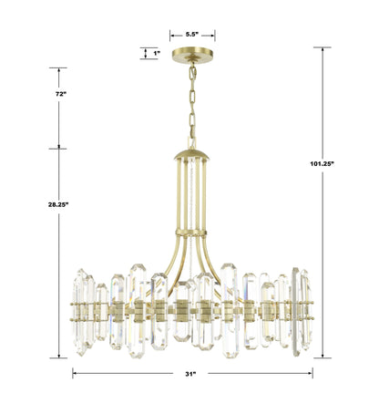Crystorama Bolton 31"W Aged Brass 12-Light Crystal Chandelier