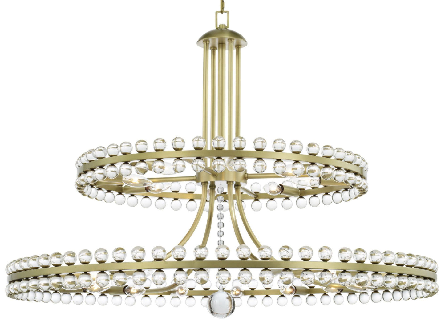 Crystorama Clover 40" Wide Aged Brass 2-Tier Chandelier