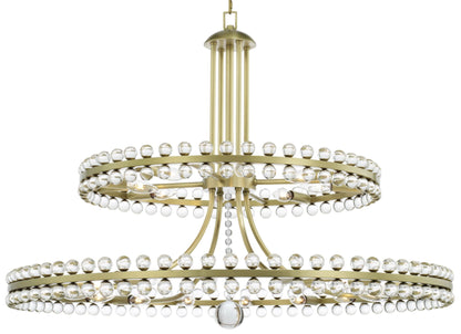 Crystorama Clover 40" Wide Aged Brass 2-Tier Chandelier