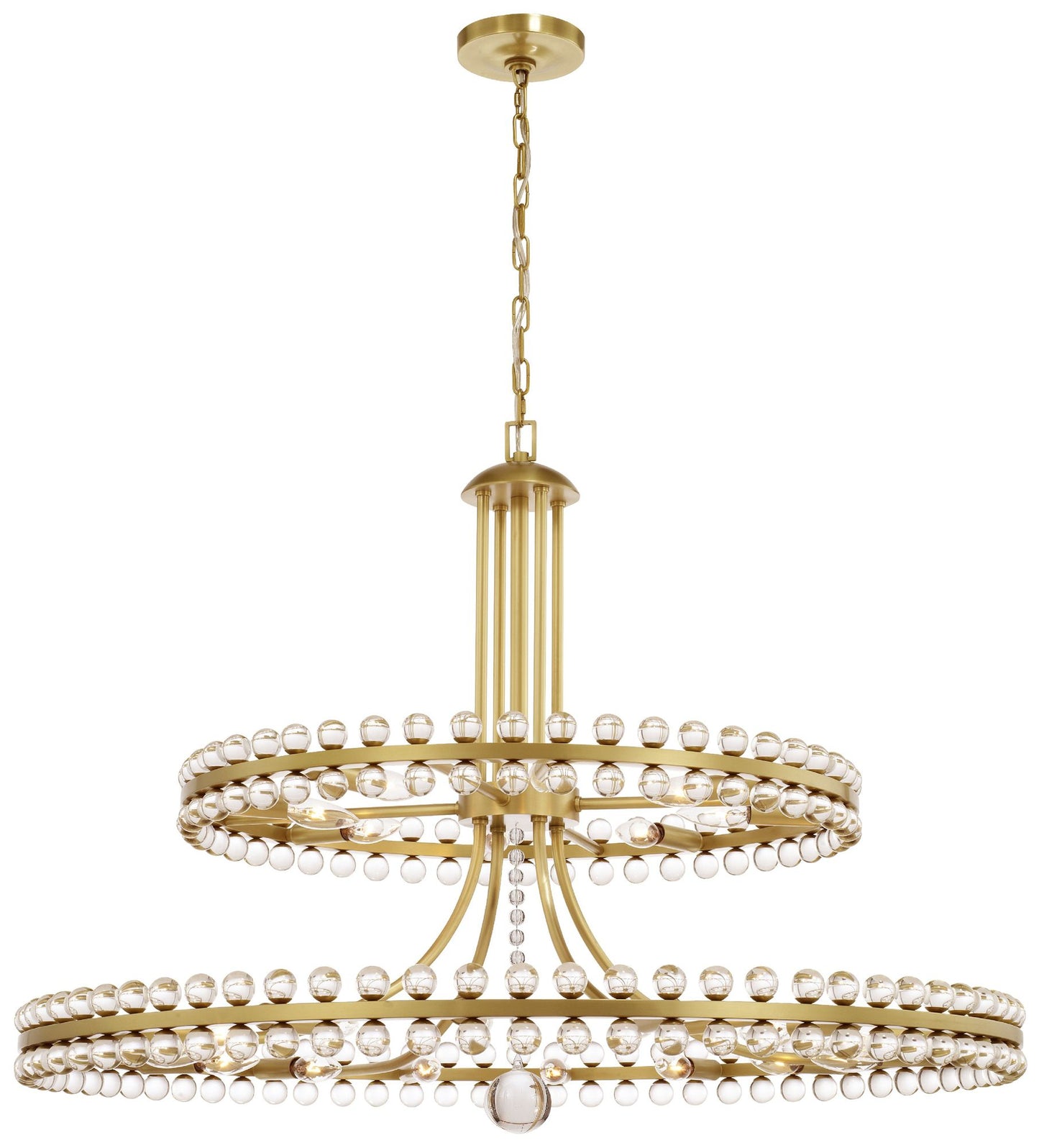 Crystorama Clover 40" Wide Aged Brass 2-Tier Chandelier