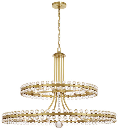 Crystorama Clover 40" Wide Aged Brass 2-Tier Chandelier