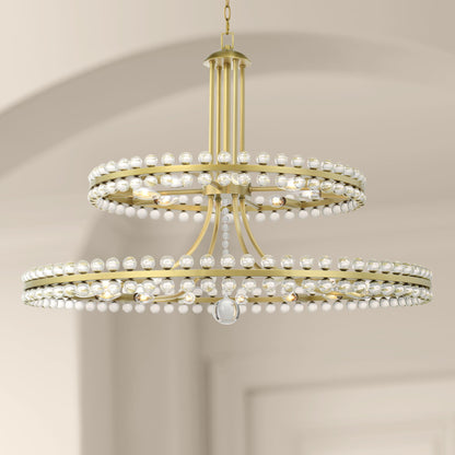 Crystorama Clover 40" Wide Aged Brass 2-Tier Chandelier