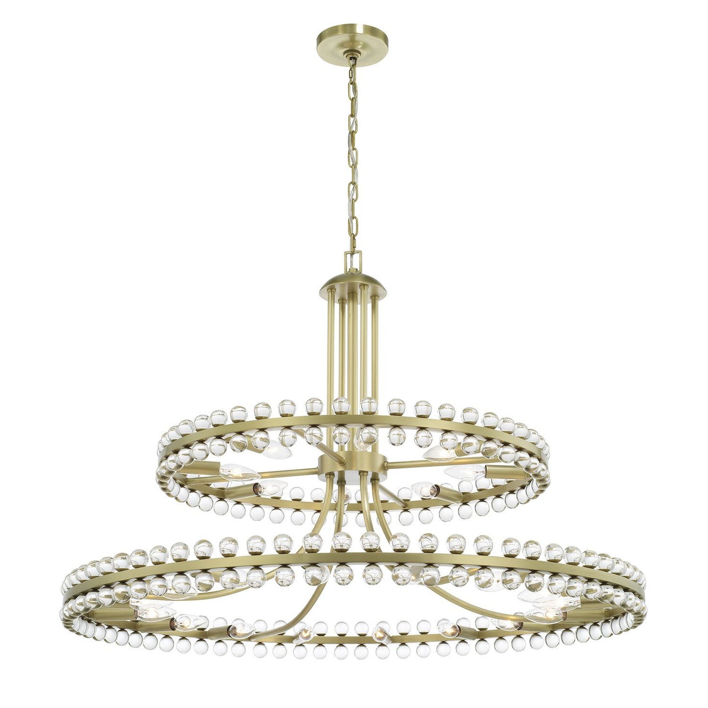 Crystorama Clover 40" Wide Aged Brass 2-Tier Chandelier